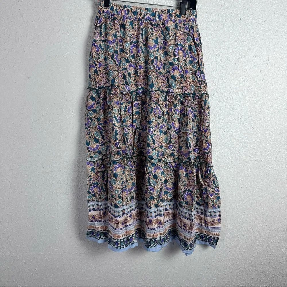 Floral Tiered Midi Skirt Size Small